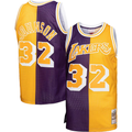 tocy LA.Lakers #32 Magic Johnson Mitchell & Ness PurpleGold Big & Tall Hardwood Classics 198485 Split Swingman Jerseys