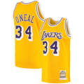tocy LA.Lakers #34 Shaquille O'Neal Mitchell & Ness Gold 1996-1997 Hardwood Classics Authentic Jerseys