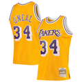 tocy LA.Lakers #34 Shaquille O'Neal Mitchell & Ness Gold 199697 Hardwood Classics Swingman Jerseys