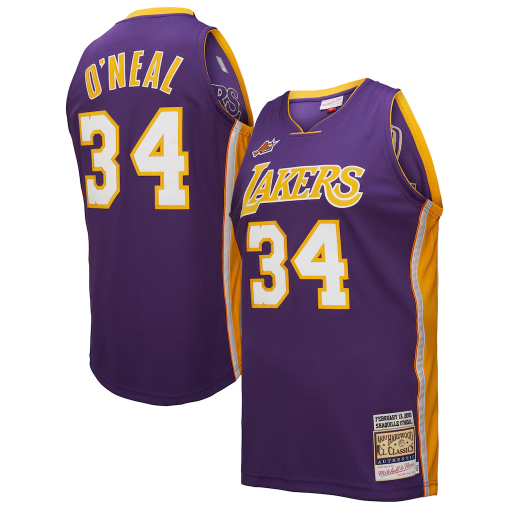 tocy LA.Lakers #34 Shaquille O'Neal Mitchell & Ness Purple 2000 All-Star Game Authentic Jerseys