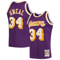 tocy LA.Lakers #34 Shaquille O'Neal Mitchell & Ness Purple Hardwood Classics Swingman Jerseys