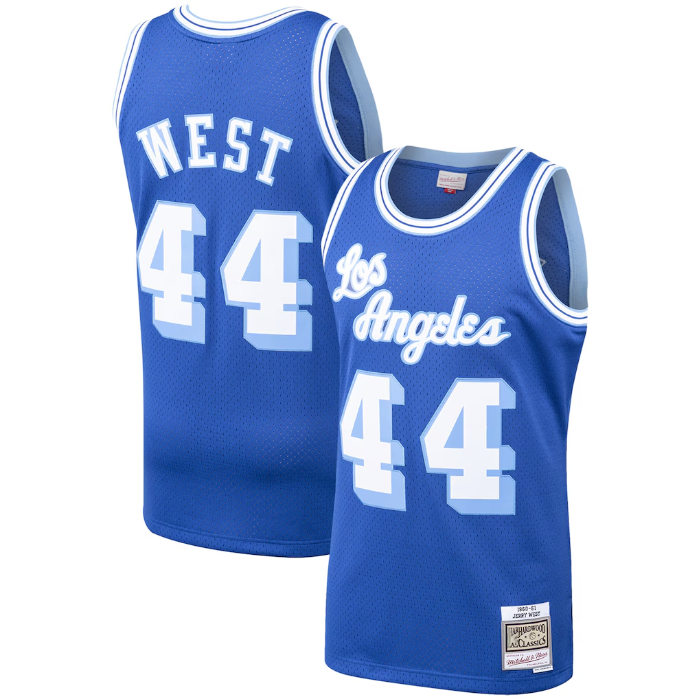 tocy LA.Lakers #44 Jerry West Mitchell & Ness Royal Hardwood Classics Swingman Stitched Jerseys