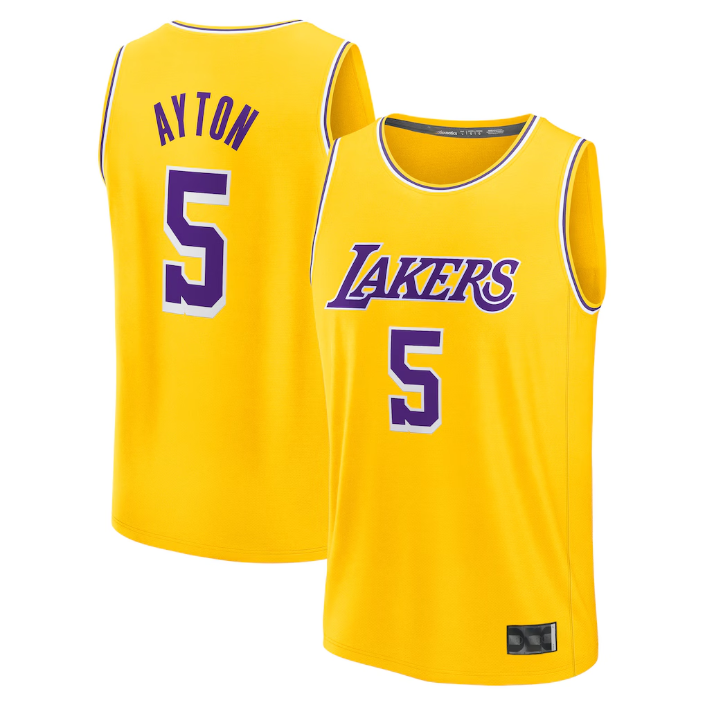 tocy LA.Lakers #5 Deandre Ayton Gold Fast Break Replica Player Stitched Jerseys - Icon Edition