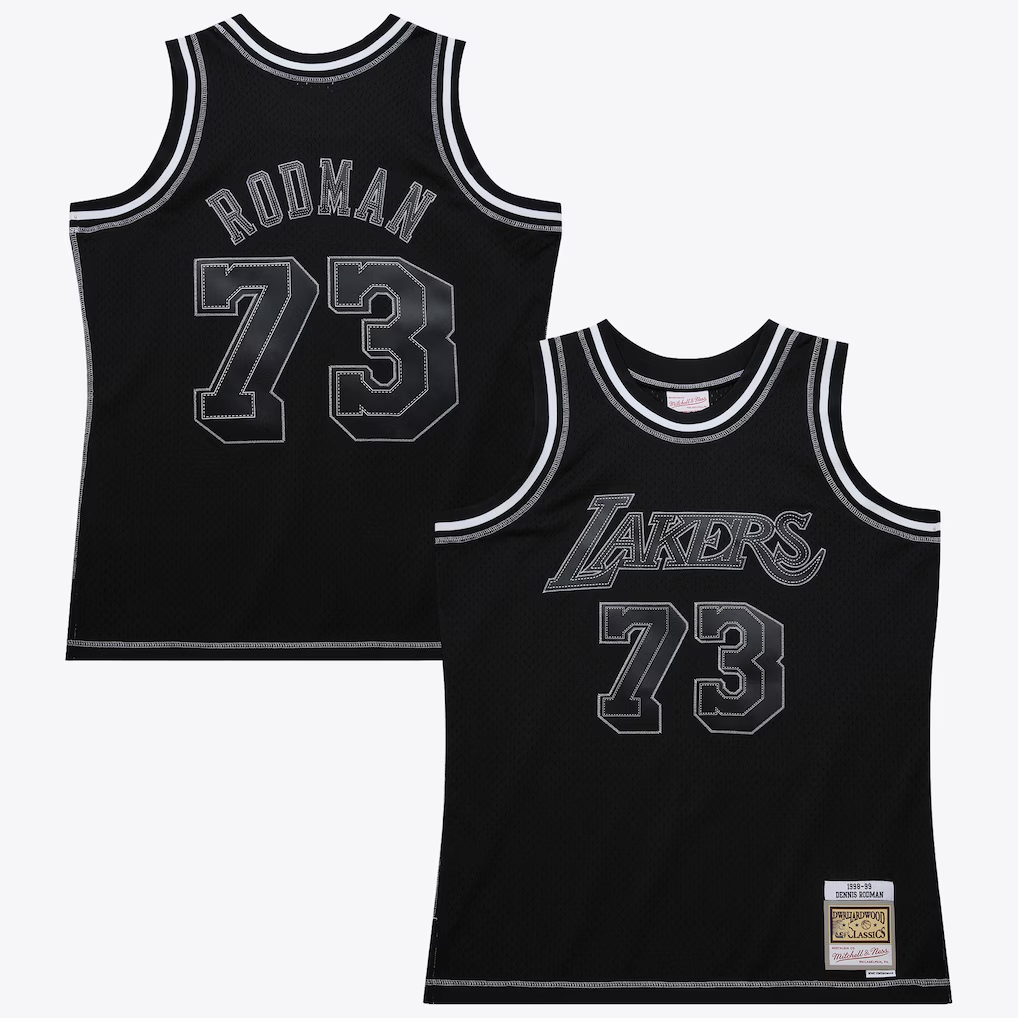 tocy LA.Lakers #73 Dennis RodmanBlack Mitchell & Ness 1998 Contrast 2K Swingman Stitched Jerseys