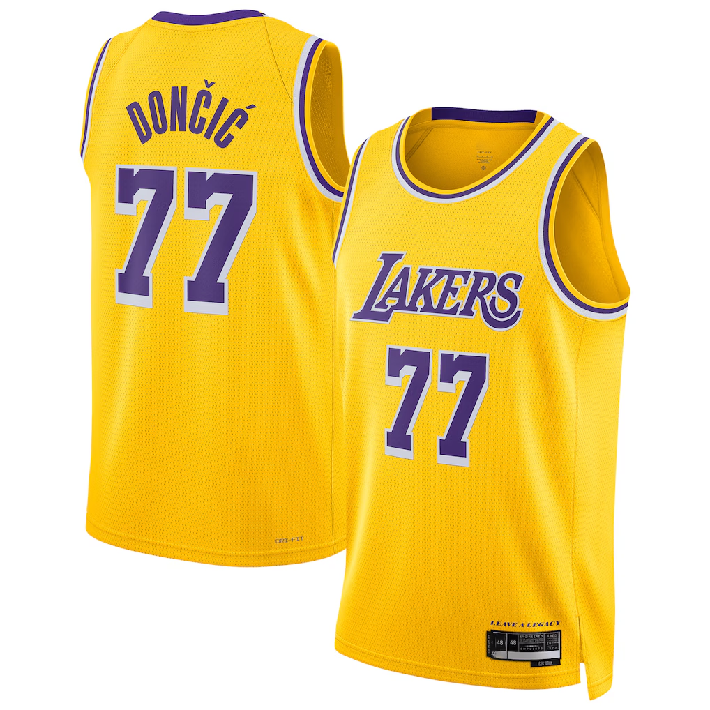 tocy LA.Lakers #77 Luka Doncic Dri-Fit Swingman Stitched Jerseys