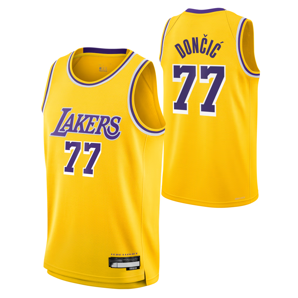tocy LA.Lakers #77 Luka Don?i? Gold Swingman Stitched Jerseys - Icon Edition