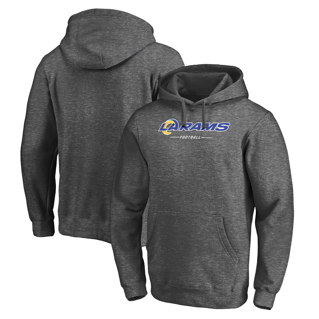 tocy LA.Rams Gray LOGO Pullover Hoodie Limited Game Blank Player Stitched Jerseys