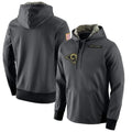 tocy LA.Rams Gray Pullover Hoodie Limited Game Blank Player Stitched Jerseys