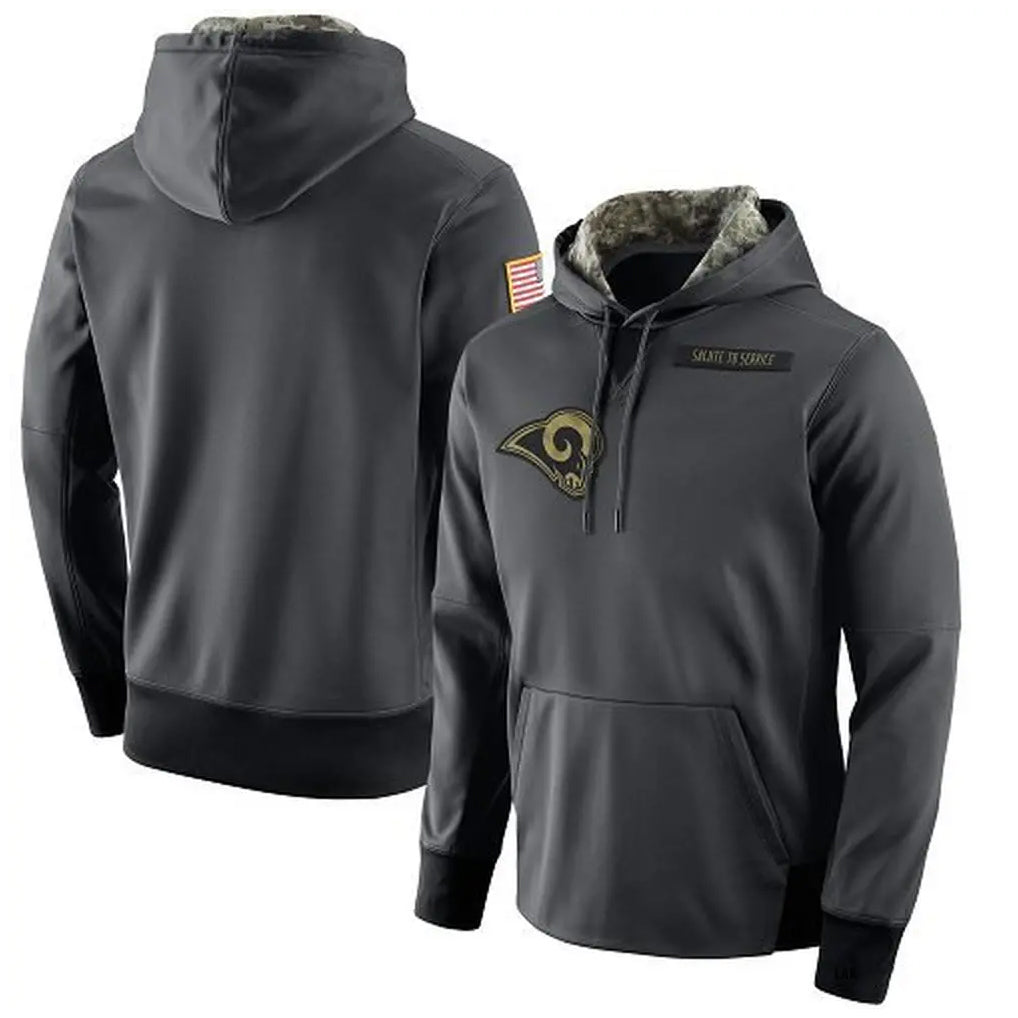 tocy LA.Rams Gray Pullover Hoodie Limited Game Blank Player Stitched Jerseys