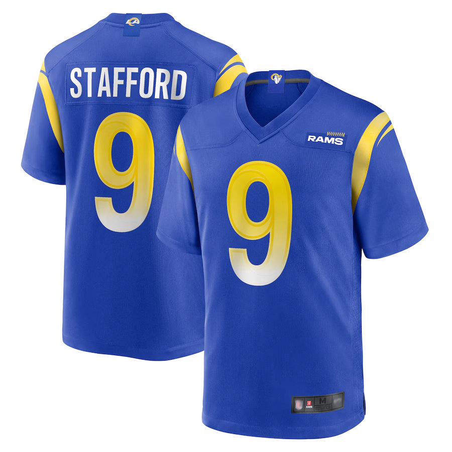 tocy LA.Rams Home Game Football Jerseys - Royal - #9 Matthew Stafford Player Stitched Jerseys