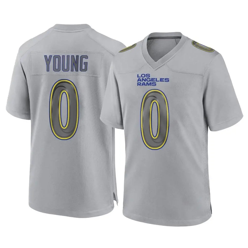 tocy LA.Rams #0 Byron Young Player Gray Atmosphere Fashion Home Game Stitched Jerseys