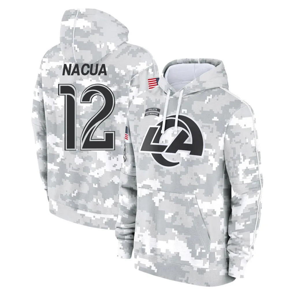 tocy LA.Rams #12 Puka Nacua Player Arctic Camo Salute to Service Hoodies Limited Game Stitched Jerseys
