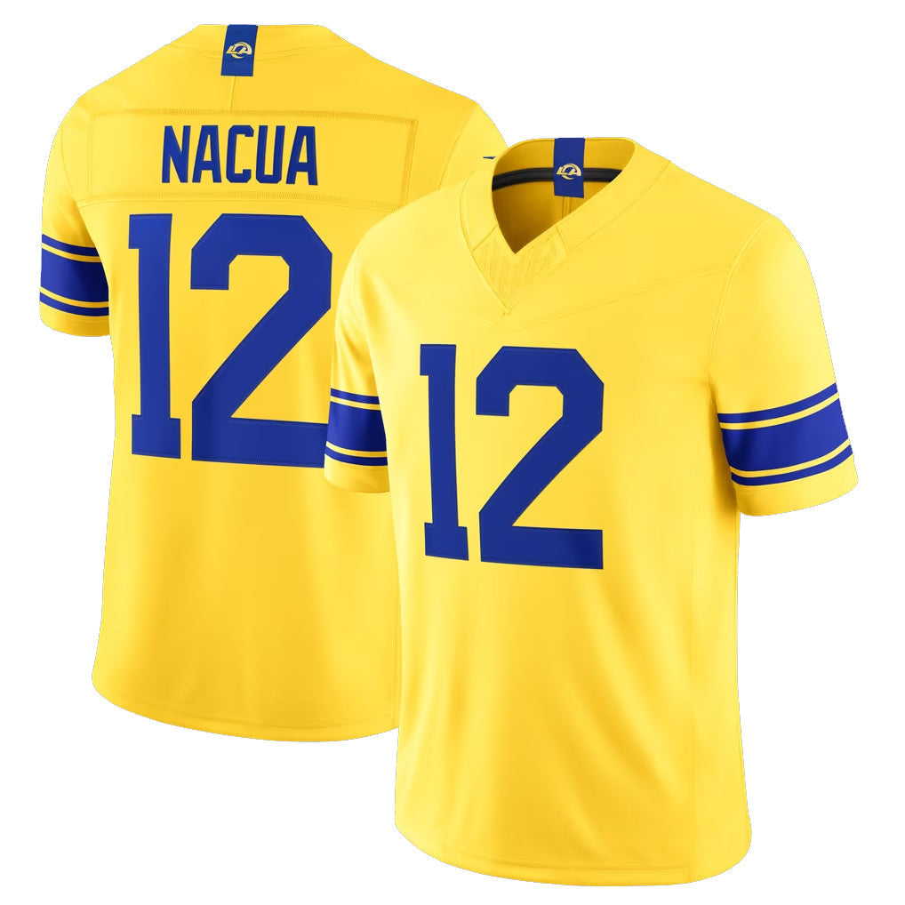 tocy LA.Rams #12 Puka Nacua Player Gold Classic Sol Vapor F.U.S.E. Home Game Stitched Jerseys