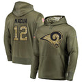 tocy LA.Rams #12 Puka Nacua Player Salute to Service Olive Hoodies Stitched Jerseys