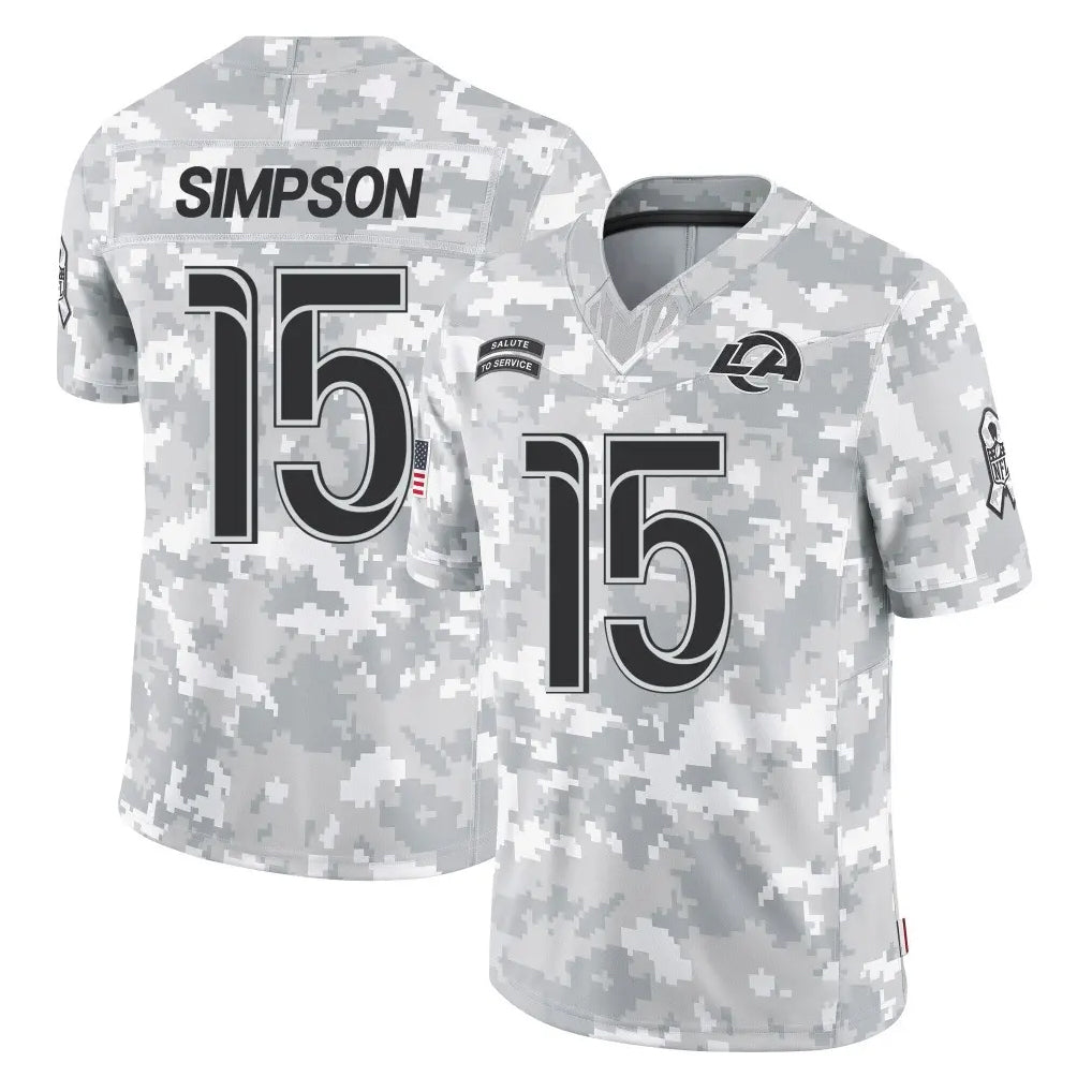 tocy LA.Rams #15 Ty Simpson Player Arctic Camo Salute To Service Limited Game Stitched Jerseys