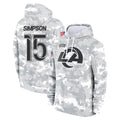 tocy LA.Rams #15 Ty Simpson Player Arctic Camo Salute to Service Hoodies Limited Game Stitched Jerseys