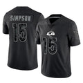 tocy LA.Rams #15 Ty Simpson Player Black Limited Reflective Home Game Stitched Jerseys
