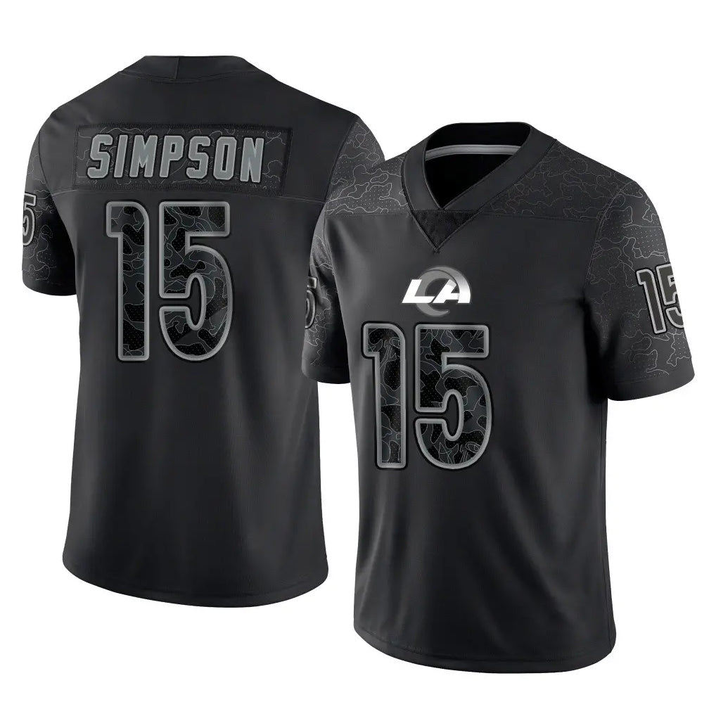 tocy LA.Rams #15 Ty Simpson Player Black Limited Reflective Home Game Stitched Jerseys
