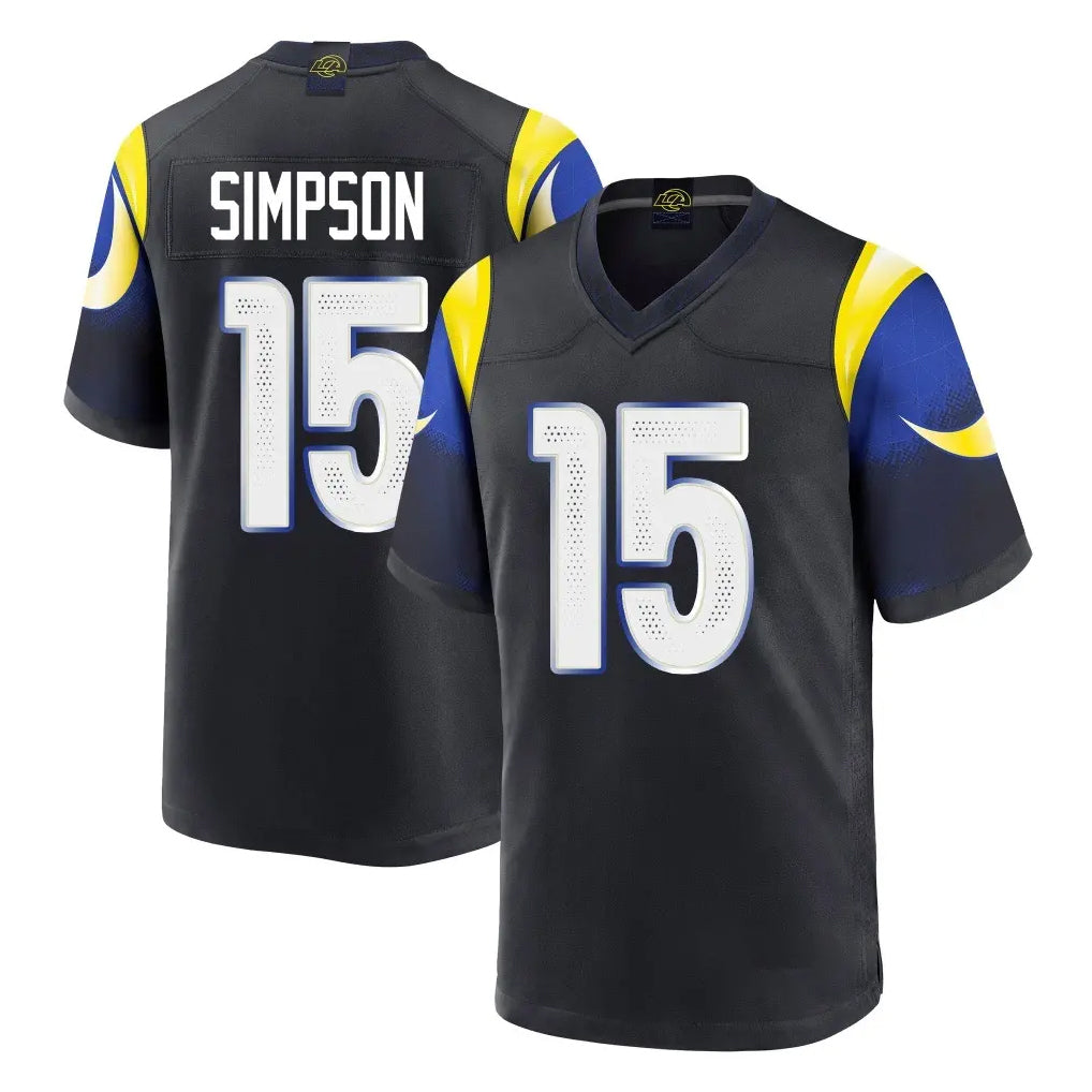 tocy LA.Rams #15 Ty Simpson Player Black Midnight Rivalries Collection Home Game Stitched Jerseys