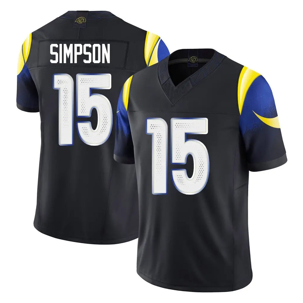 tocy LA.Rams #15 Ty Simpson Player Black Midnight Rivalries Collection Limited Home Game Stitched Jerseys