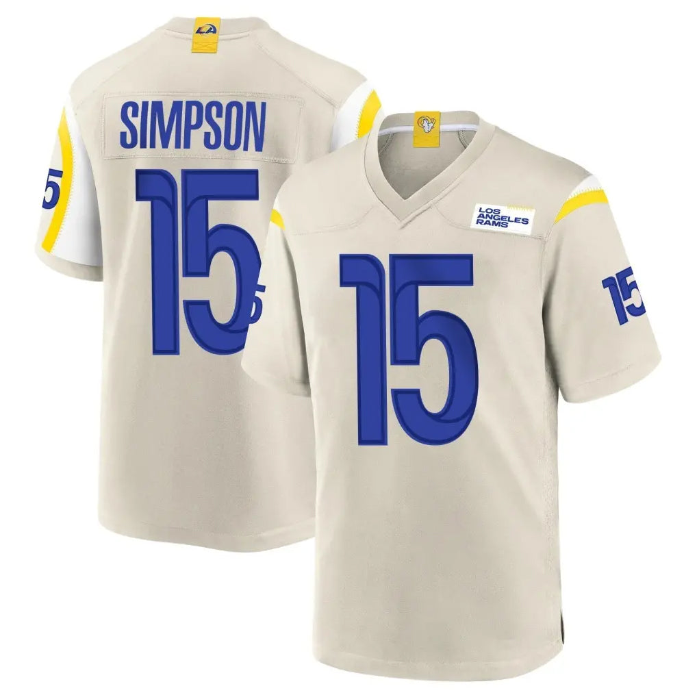 tocy LA.Rams #15 Ty Simpson Player Bone Home Game Stitched Jerseys