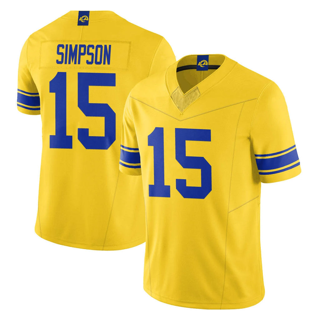 tocy LA.Rams #15 Ty Simpson Player Gold Classic Sol Vapor Limited F.U.S.E. Home Game Stitched Jerseys