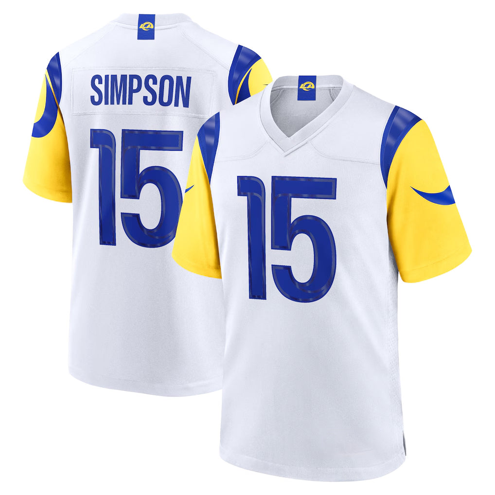 tocy LA.Rams #15 Ty Simpson Player White Limited Home Game Stitched Jerseys