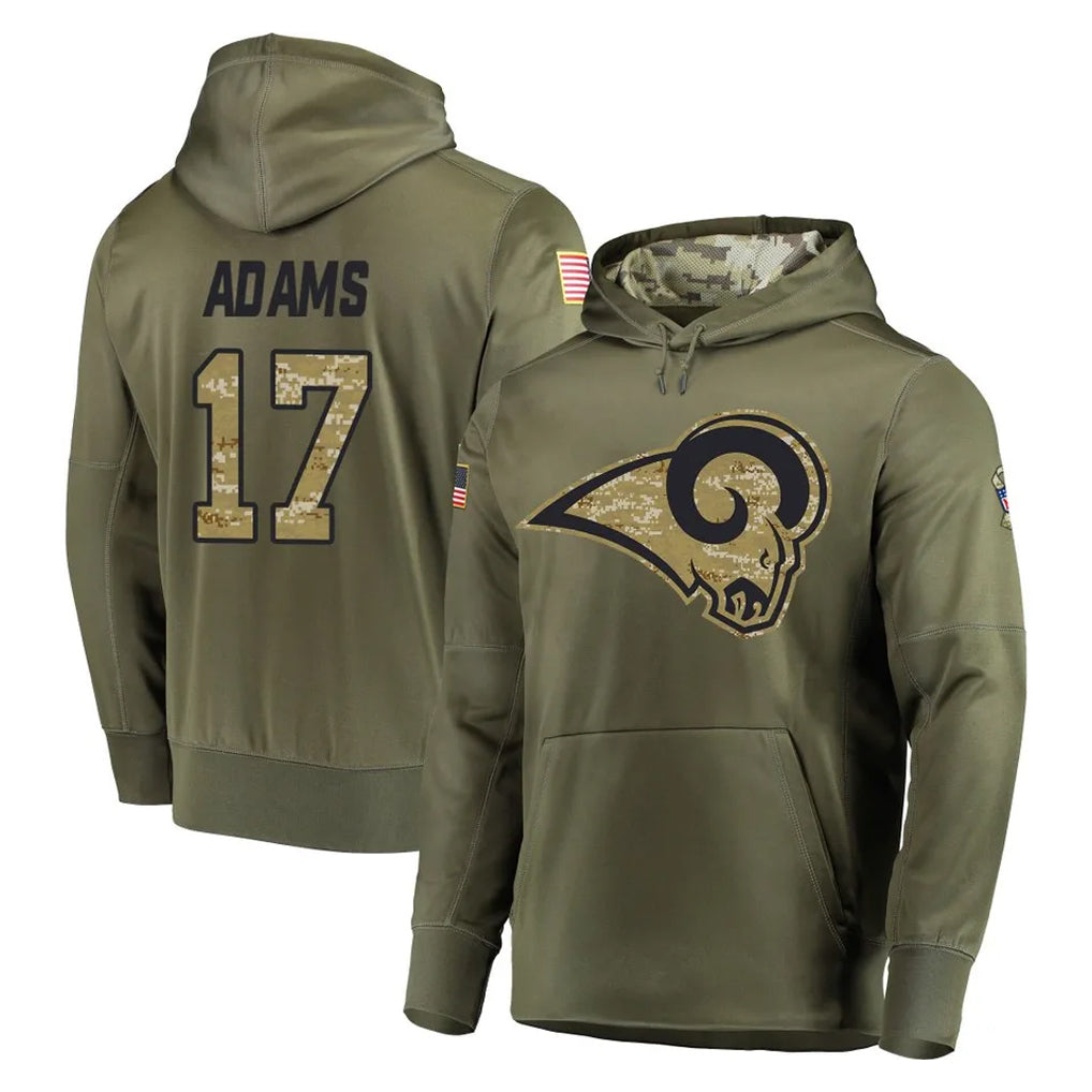 tocy LA.Rams #17 Davante Adams Player Olive Salute to Service Pullover Hoodies Home Game Stitched Jerseys