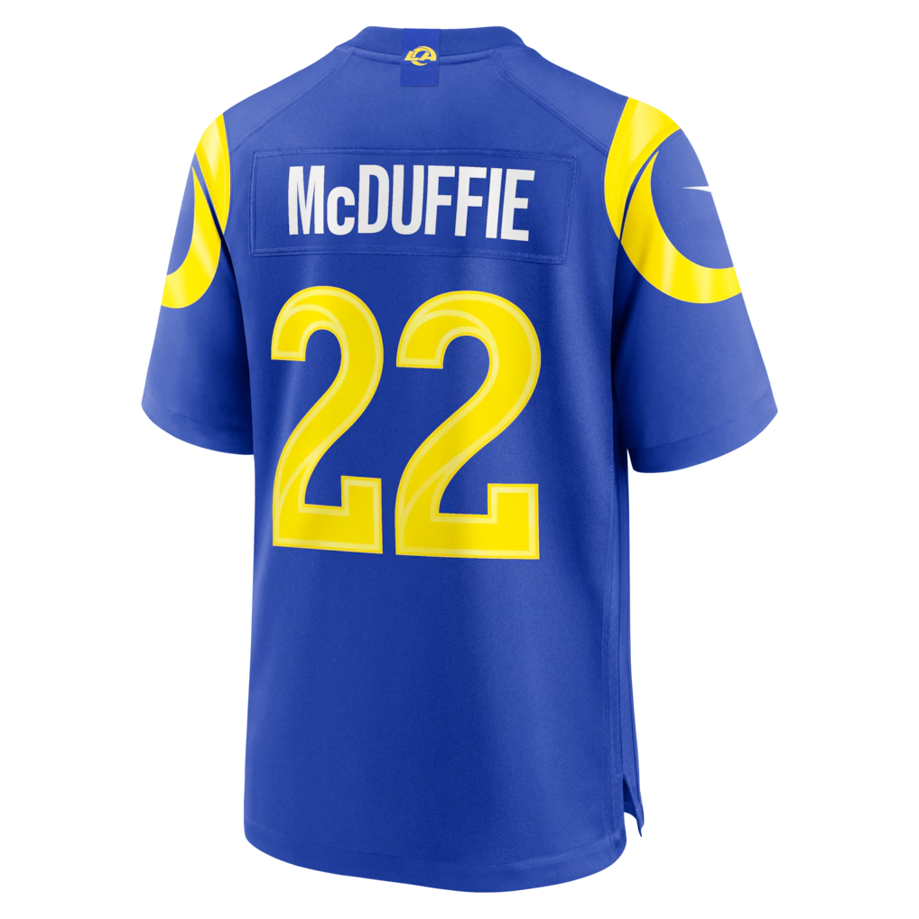 tocy LA.Rams #22 Trent McDuffie Royal Team Game Player Stitched Jerseys
