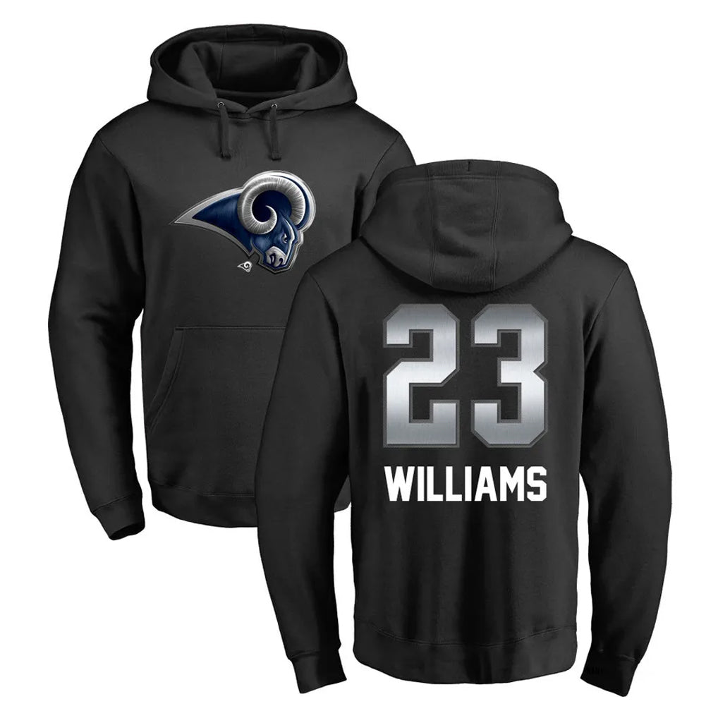tocy LA.Rams #23 Kyren Williams Player Black Pullover Hoodie Limited Game Stitched Jerseys