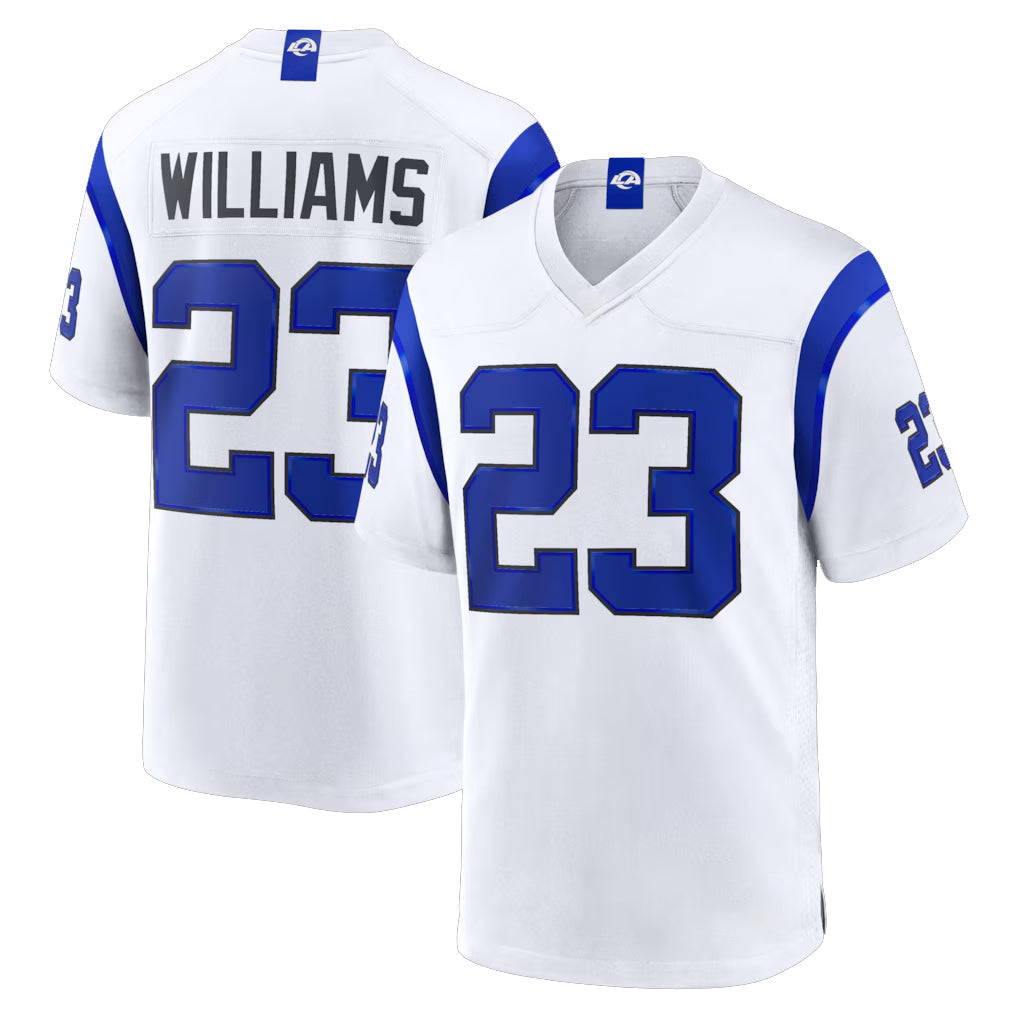 tocy LA.Rams #23 Kyren Williams Player Fearsome White Home Game Stitched Jerseys
