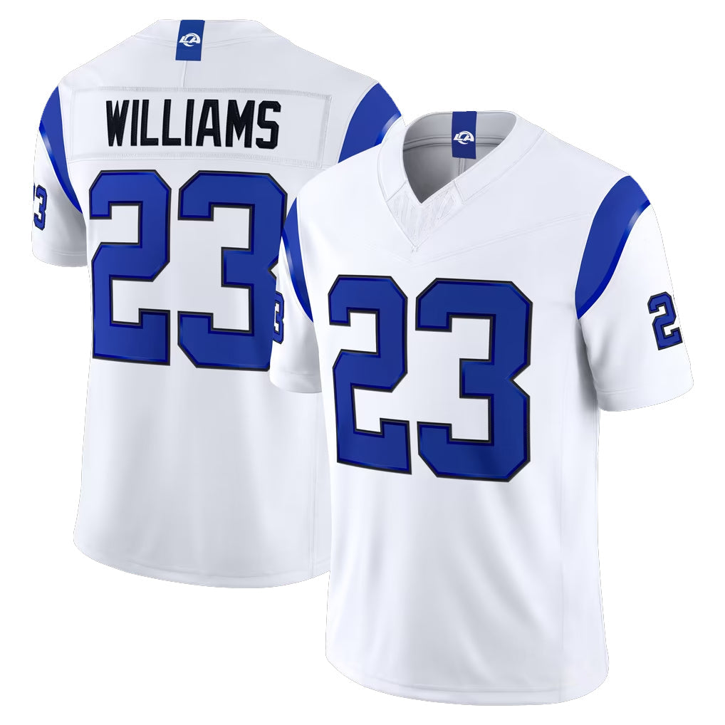 tocy LA.Rams #23 Kyren Williams Player Fearsome White Limited Vapor F.U.S.E. Home Game Stitched Jerseys