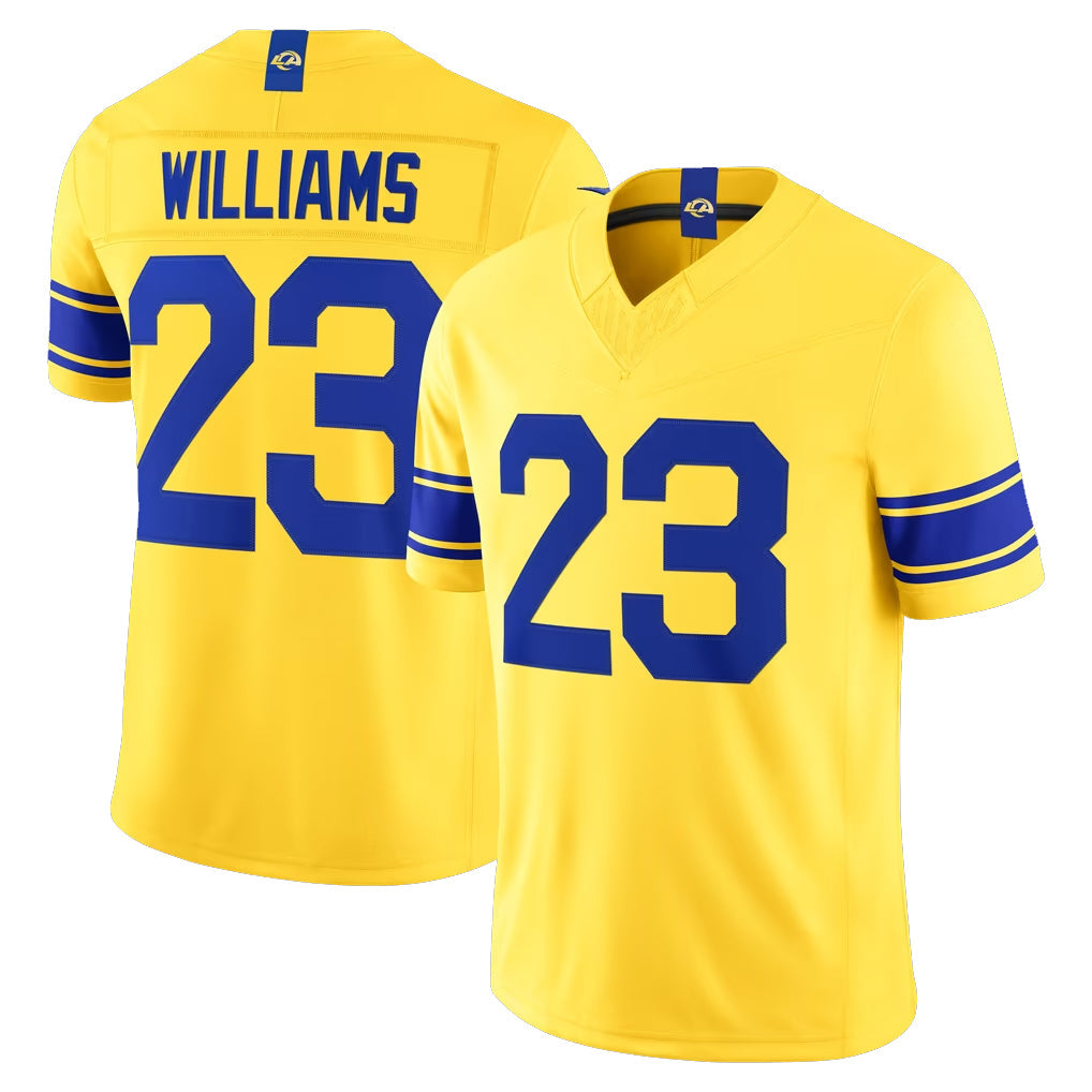 tocy LA.Rams #23 Kyren Williams Player Gold Classic Sol Vapor F.U.S.E. Home Game Stitched Jerseys