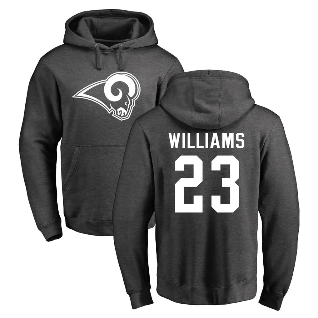 tocy LA.Rams #23 Kyren Williams Player Gray Pullover Hoodie Limited Game Stitched Jerseys