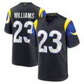tocy LA.Rams #23 Kyren Williams Player Midnight Blue Rivalries Collection Game Stitched Jersey