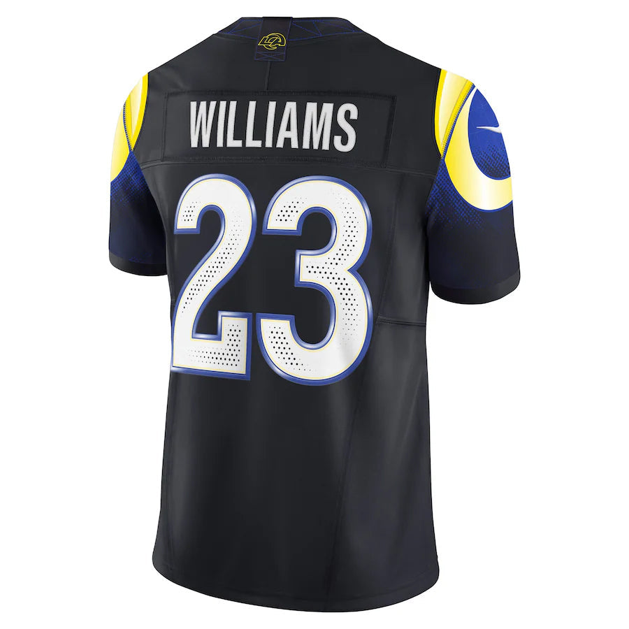 tocy LA.Rams #23 Kyren Williams Player Midnight Blue Rivalries Collection Vapor Limited Stitched Jerseys