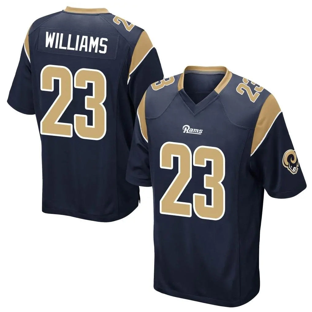 tocy LA.Rams #23 Kyren Williams Player Navy Home Game Stitched Jerseys