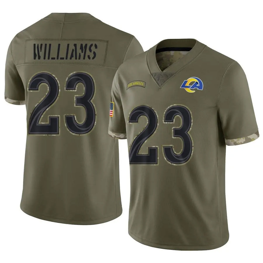 tocy LA.Rams #23 Kyren Williams Player Salute To Service Olive Stitched Jerseys