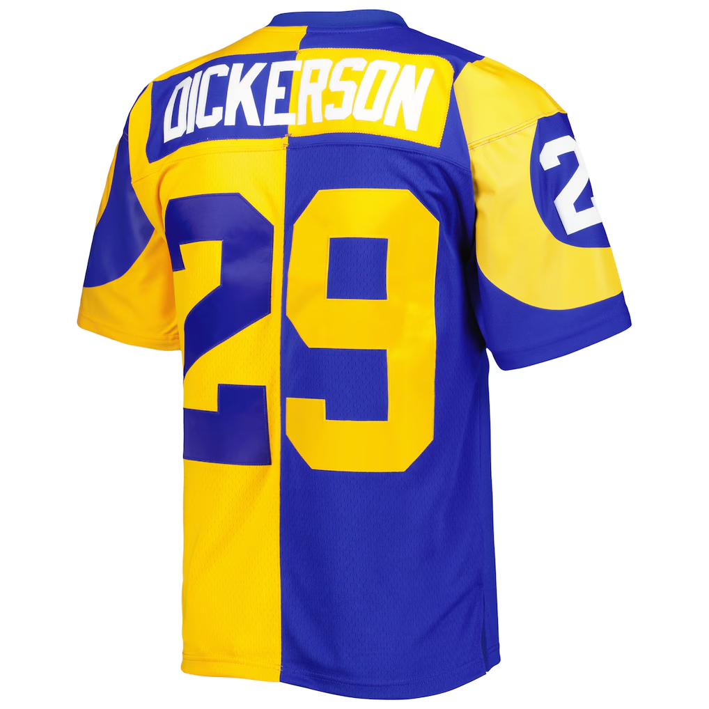 tocy LA.Rams #29 Eric Dickerson Mitchell & Ness RoyalGold 1984 Split Legacy Replica Jersey