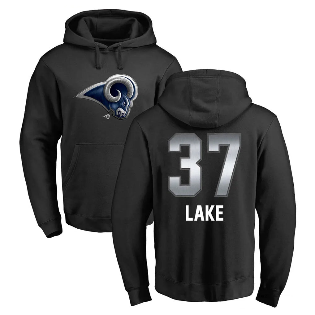 tocy LA.Rams #37 Quentin Lake Player Black Pullover Hoodie Limited Game Stitched Jerseys