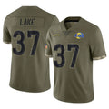 tocy LA.Rams #37 Quentin Lake Player Olive Salute To Service Limited Stitched Jerseys