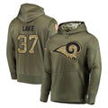 tocy LA.Rams #37 Quentin Lake Player Olive Salute to Service Pullover Hoodies Home Game Stitched Jerseys