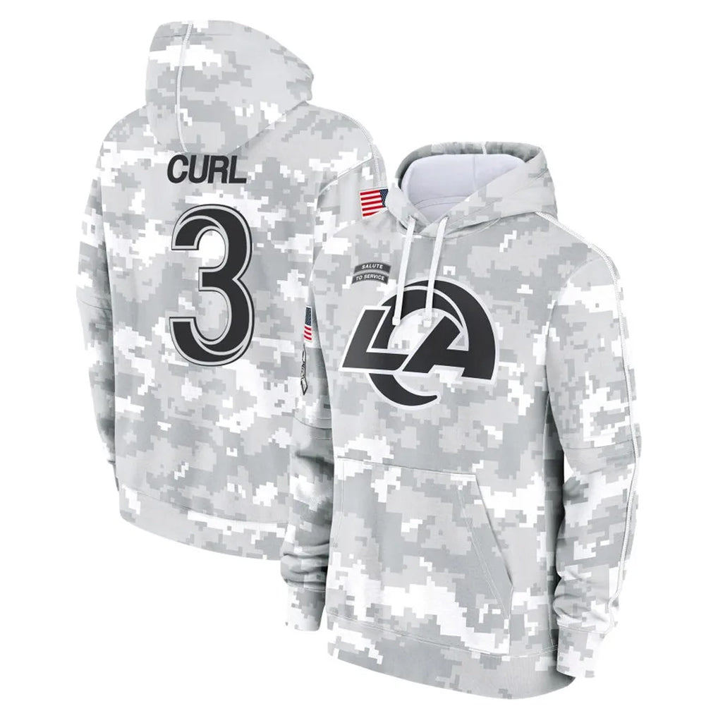 tocy LA.Rams #3 Kam Curl Player Arctic Camo Salute to Service Hoodies Limited Game Stitched Jerseys
