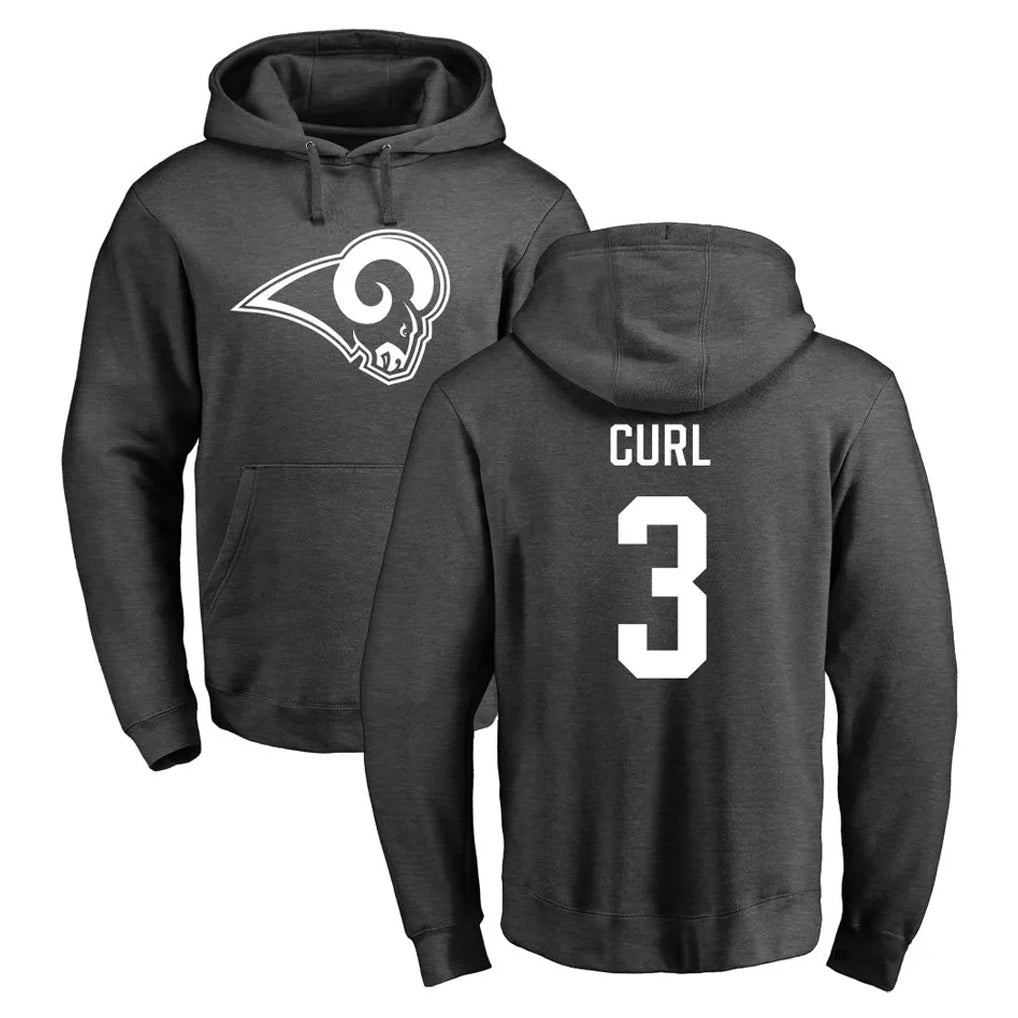 tocy LA.Rams #3 Kam Curl Player Gray Pullover Hoodie Limited Game Stitched Jerseys