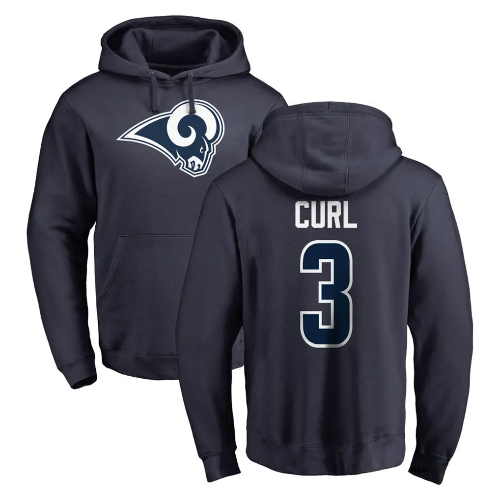 tocy LA.Rams #3 Kam Curl Player Navy Pullover Hoodie Limited Game Stitched Jerseys