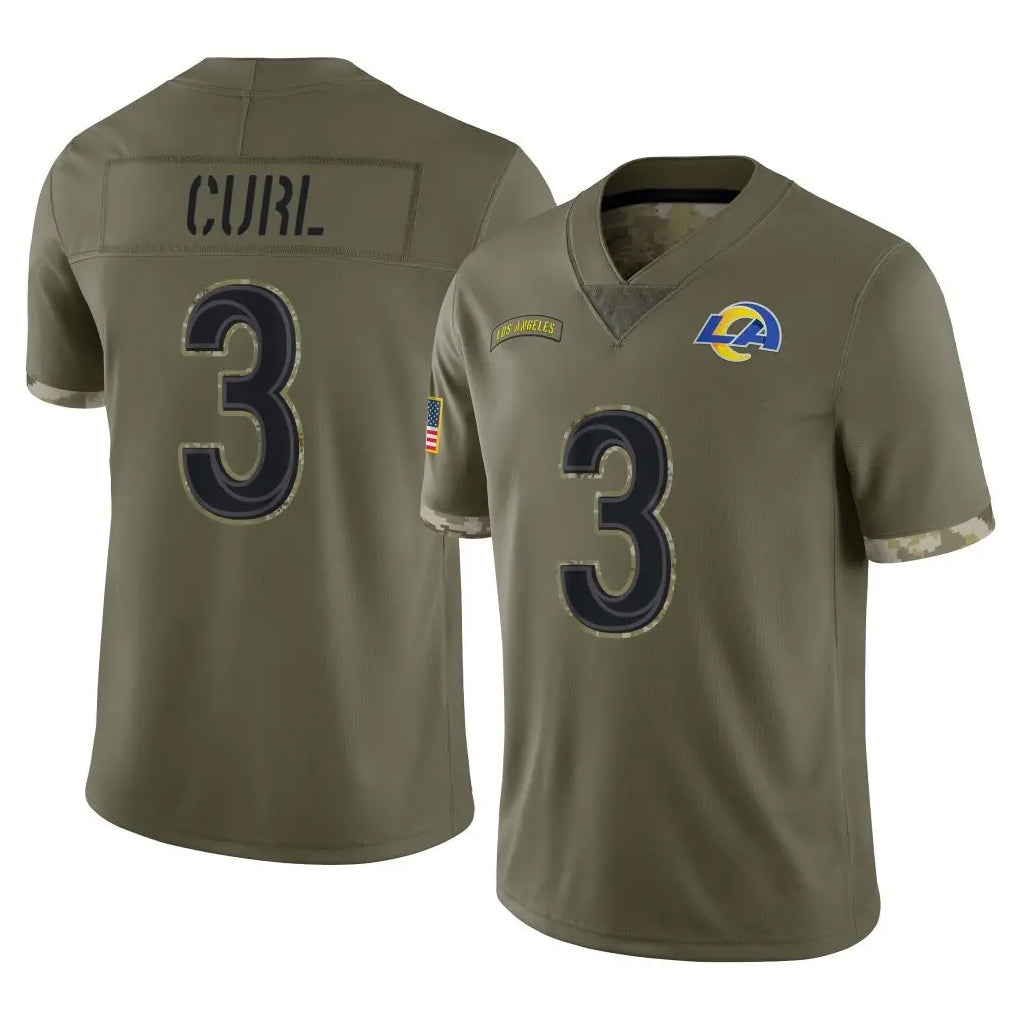 tocy LA.Rams #3 Kam Curl Player Olive Salute To Service Limited Stitched Jerseys
