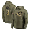 tocy LA.Rams #3 Kam Curl Player Olive Salute to Service Pullover Hoodies Home Game Stitched Jerseys