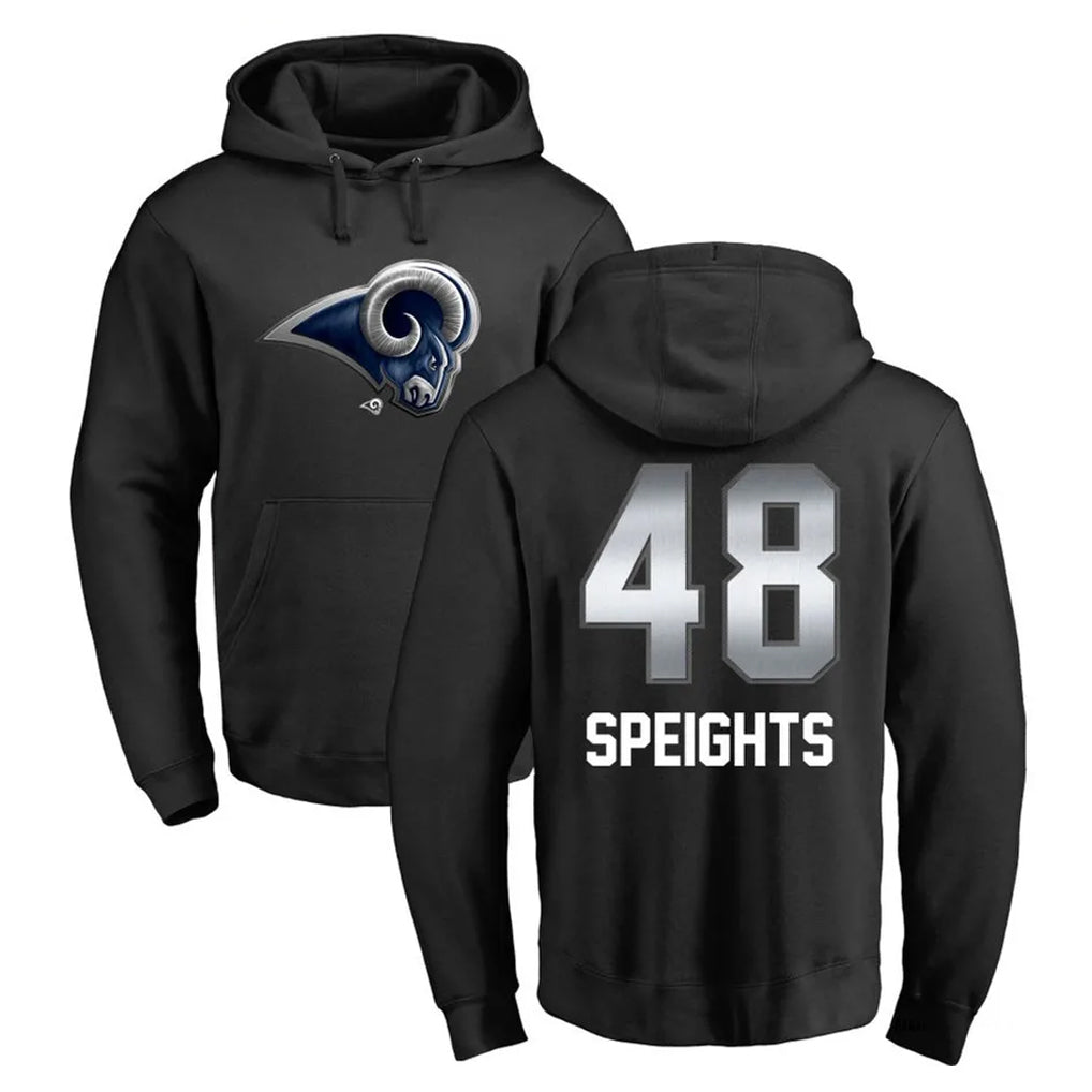 tocy LA.Rams #48 Omar Speights Player Black Pullover Hoodie Limited Game Stitched Jerseys