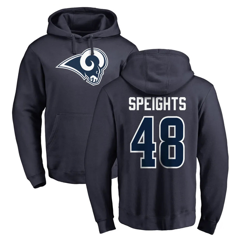 tocy LA.Rams #48 Omar Speights Player Navy Pullover Hoodie Limited Game Stitched Jerseys