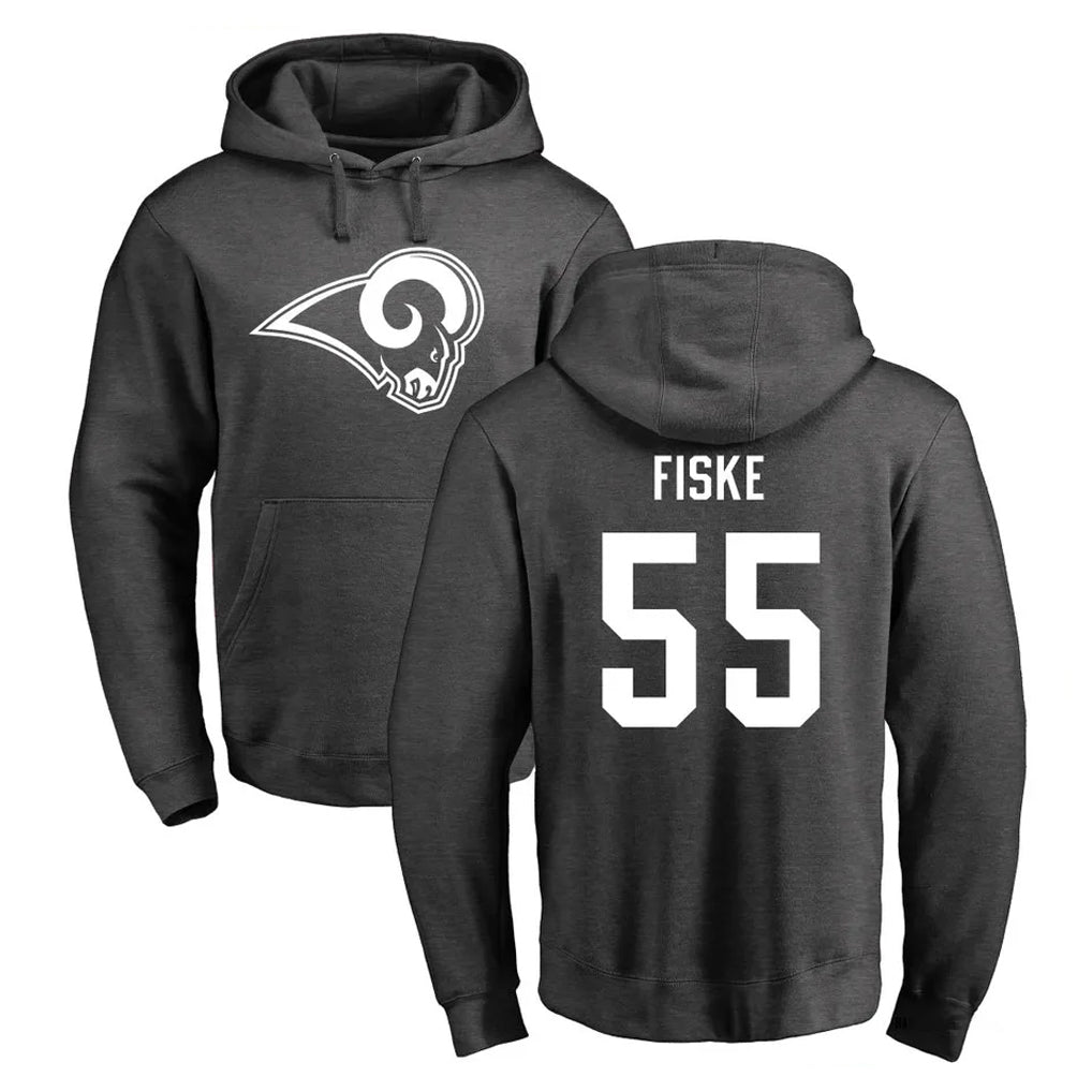 tocy LA.Rams #55 Braden Fiske Player Gray Pullover Hoodie Limited Game Stitched Jerseys